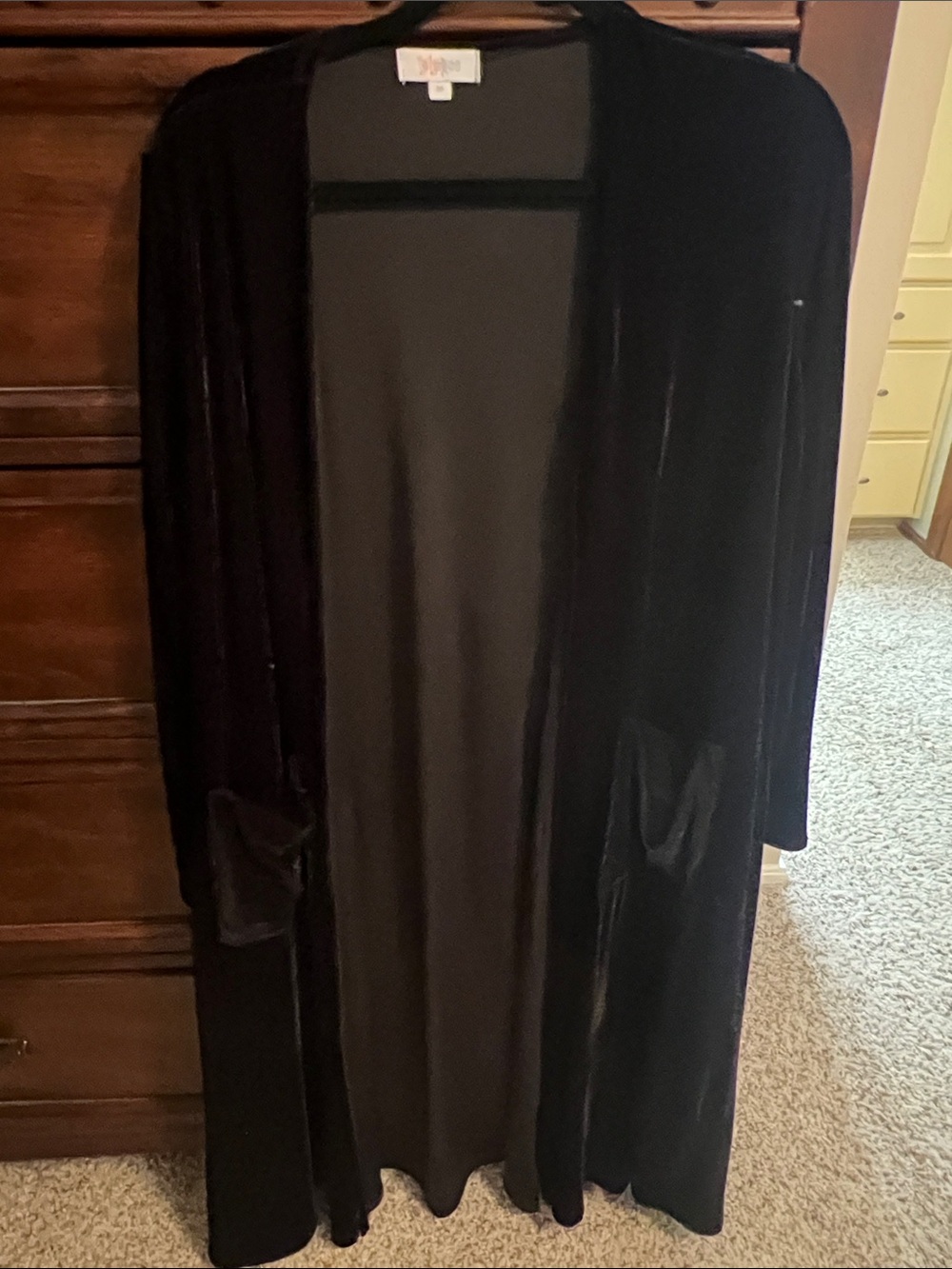 LuLaRoe Black Velvet Open Front Cardigan
